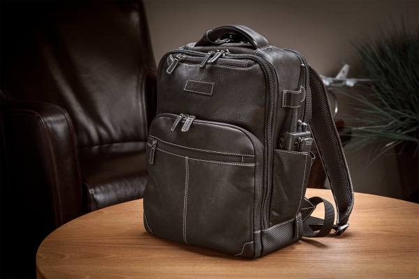 Black leather flight bag on sale