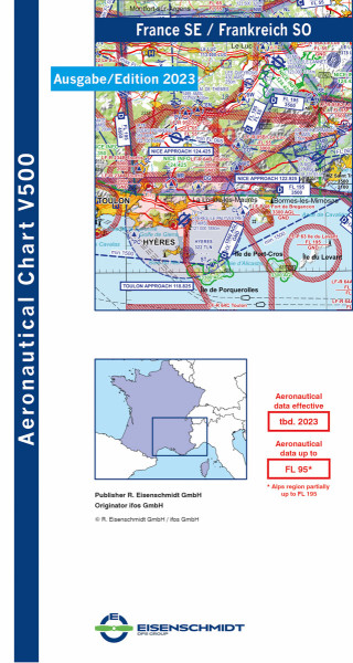 Visual 500 Aeronautical Chart France Southeast (edition 2023) (preorder)