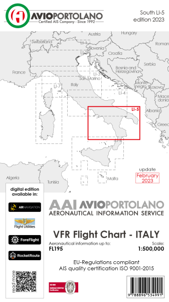 AVIOportolano VFR Flight Chart - Italy South (LI-5) (edition 2023)-preorder