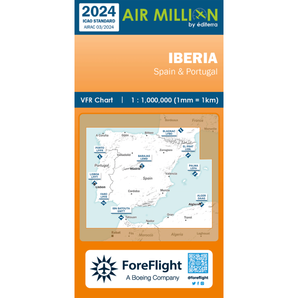 AIR MILLION: VFR-Karte Iberia 1:1.000.000 (Edition 2024)