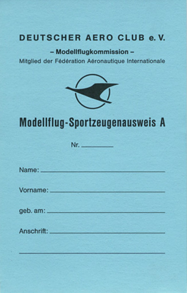 Sportzeugenausweis Modellflug A