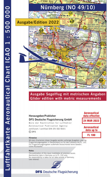 ICAO Glider Chart 1: 500.000, Nuremberg (Edition 2022)