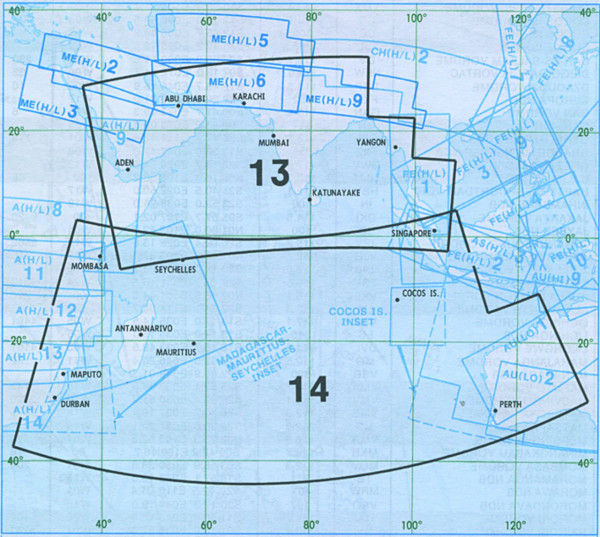 IFR-Streckenkarte Middle East - Oberer/Unterer Luftraum - ME(H/L) 13/14 Indian Ocean