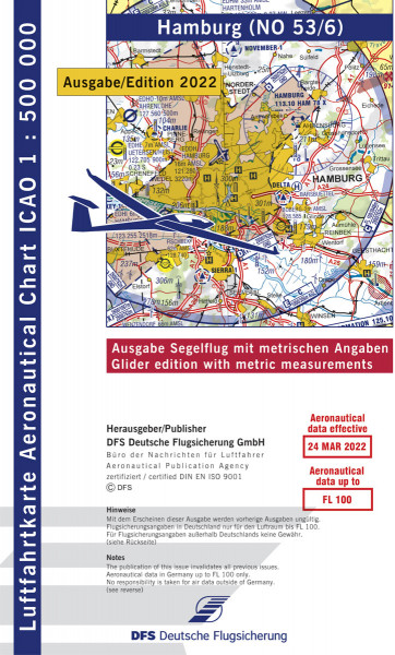 ICAO-Karte, Blatt Hamburg (Ausgabe 2022), Segelflug 1:500.000