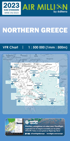 AIR MILLION: VFR-Zoom-Karte Greece / Northern Balkans 1:500.000 (Edition 2024)