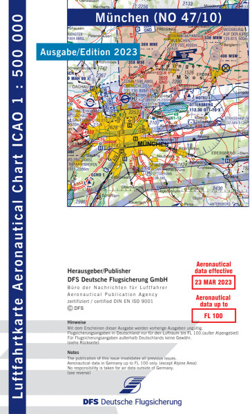 ICAO-Karte 1:500.000, Ausgabe 2023, Blatt München