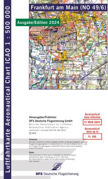ICAO-Karte, Blatt Frankfurt (Ausgabe 2024), Motorflug 1:500.000-Vorbestellung